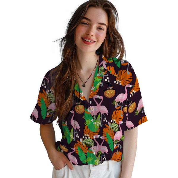 Halloween Flamingo Foliage Hawaiian Shirt Trendy