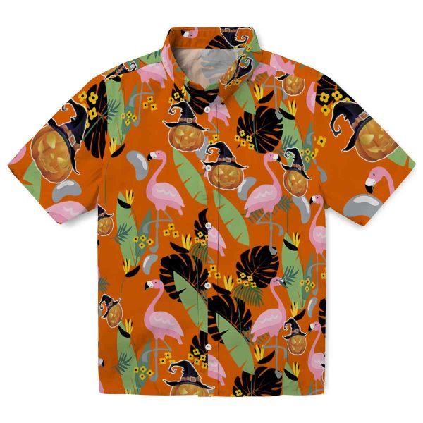 Halloween Flamingo Leaves Hawaiian Shirt Best selling