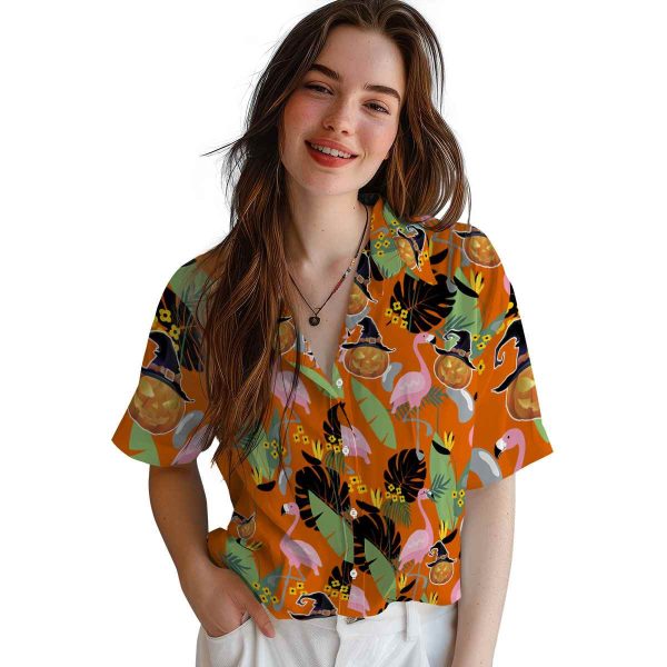 Halloween Flamingo Leaves Hawaiian Shirt Trendy