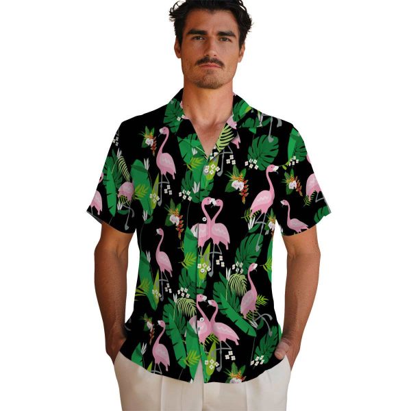 Hawaiian Flower Shirt Flamingo Foliage Hawaiian Shirt High quality