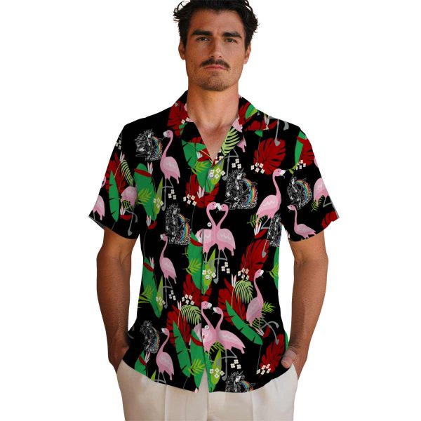 Heavy Metal Flamingo Foliage Hawaiian Shirt High quality