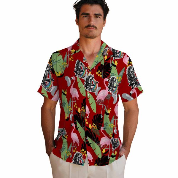 Heavy Metal Flamingo Leaves Hawaiian Shirt High quality