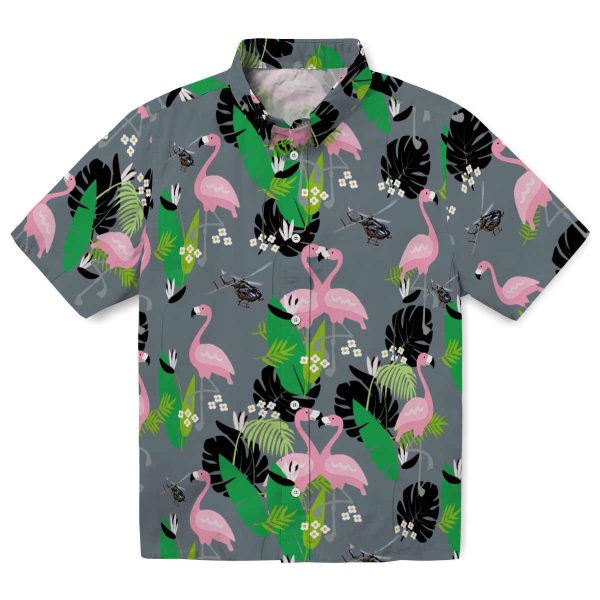 Helicopter Flamingo Foliage Hawaiian Shirt Best selling