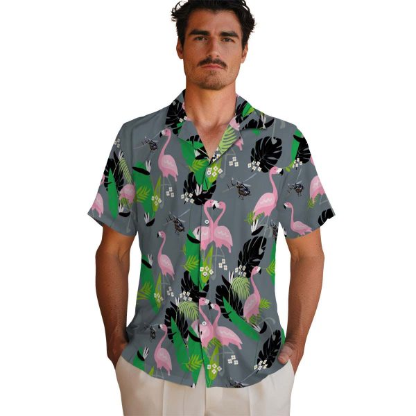 Helicopter Flamingo Foliage Hawaiian Shirt High quality