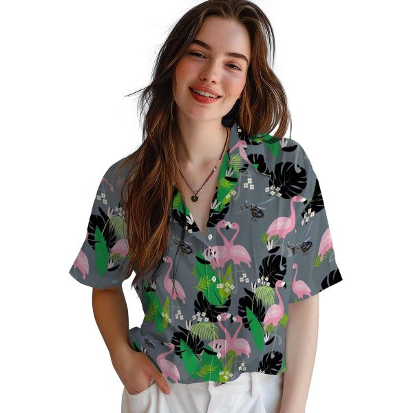 Helicopter Flamingo Foliage Hawaiian Shirt Trendy