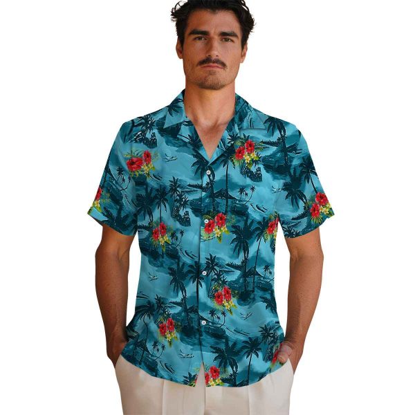 Hibiscus Coastal Palms Hawaiian Shirt High quality