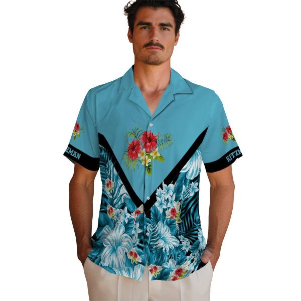 Hibiscus Floral Chevron Hawaiian Shirt High quality