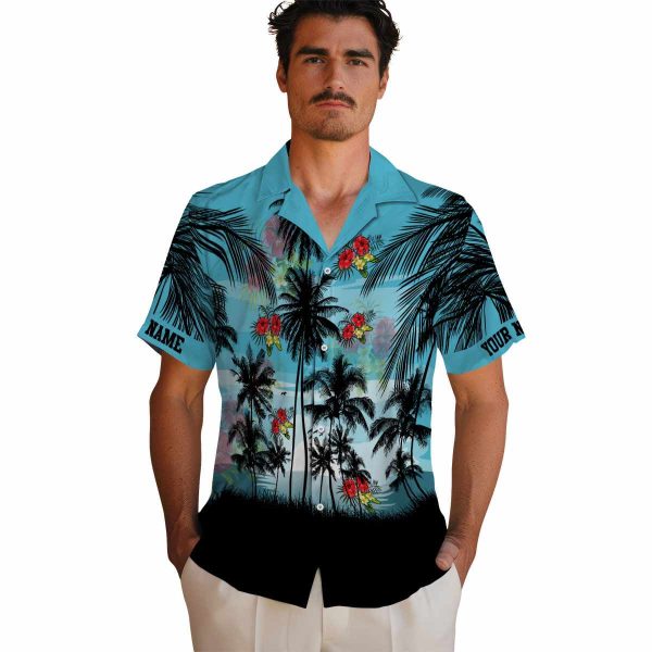 Hibiscus Sunset Scene Hawaiian Shirt High quality