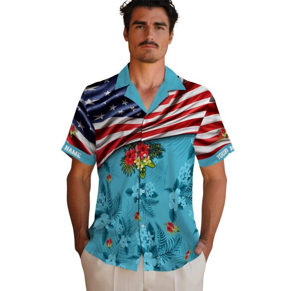 Hibiscus US Flag Hibiscus Hawaiian Shirt High quality