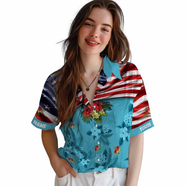 Hibiscus US Flag Hibiscus Hawaiian Shirt Trendy