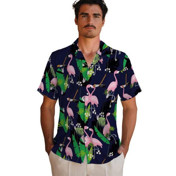 Hockey Flamingo Foliage Hawaiian Shirt High quality