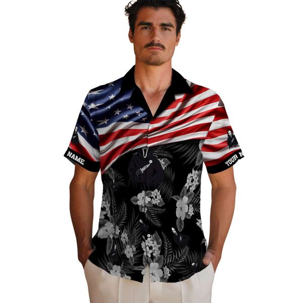 Horror US Flag Hibiscus Hawaiian Shirt High quality