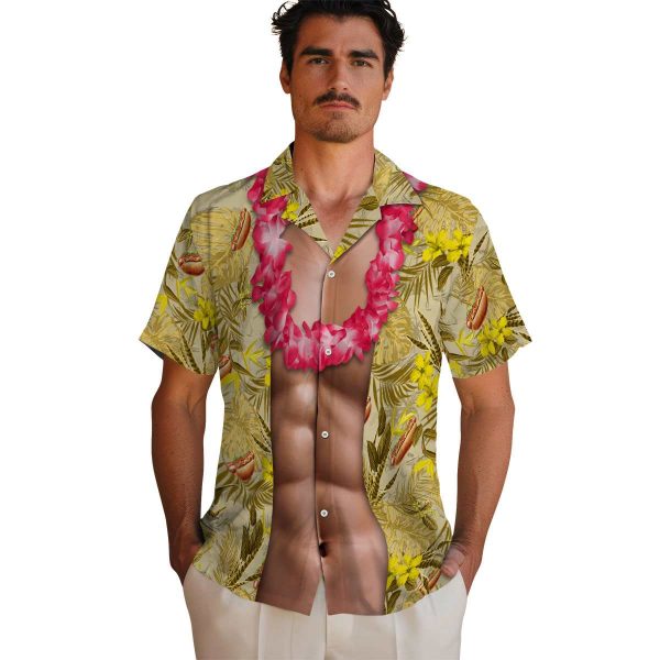 Hot Dog Chest Illusion Hawaiian Shirt High quality