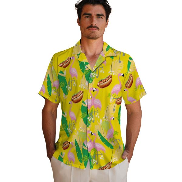 Hot Dog Flamingo Foliage Hawaiian Shirt High quality