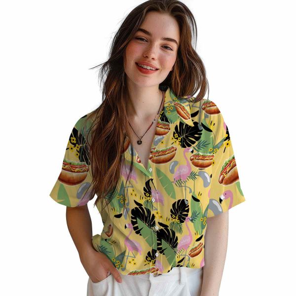 Hot Dog Flamingo Leaves Hawaiian Shirt Trendy