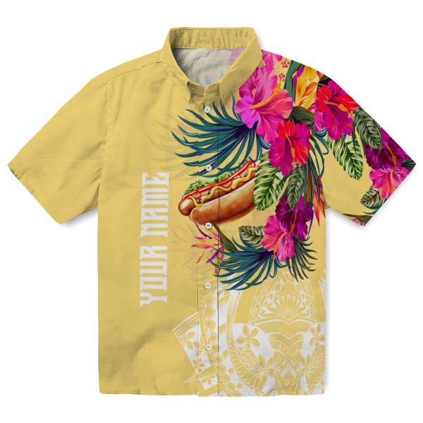 Hot Dog Floral Polynesian Hawaiian Shirt Best selling