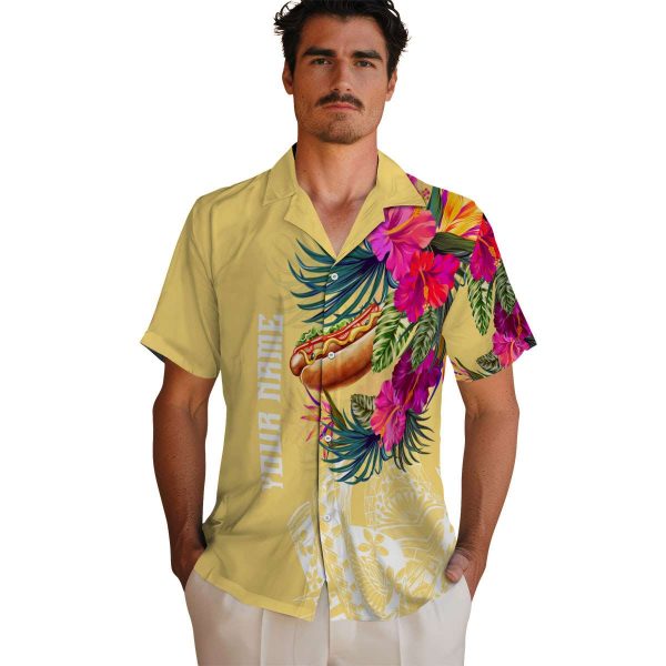 Hot Dog Floral Polynesian Hawaiian Shirt High quality