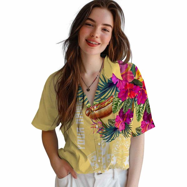 Hot Dog Floral Polynesian Hawaiian Shirt Trendy