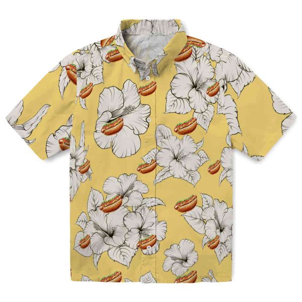 Hot Dog Hibiscus Blooms Hawaiian Shirt Best selling