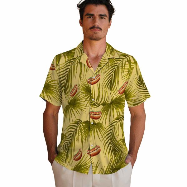 Hot Dog Leafy Palms Hawaiian Shirt High quality