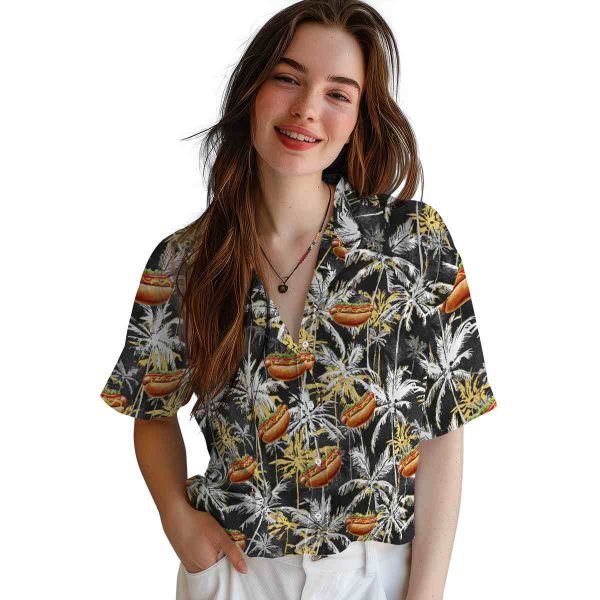 Hot Dog Palm Pattern Hawaiian Shirt Trendy