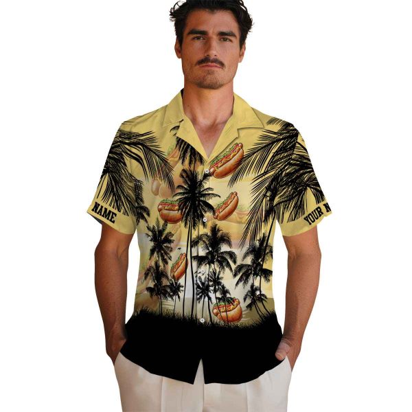 Hot Dog Sunset Scene Hawaiian Shirt High quality