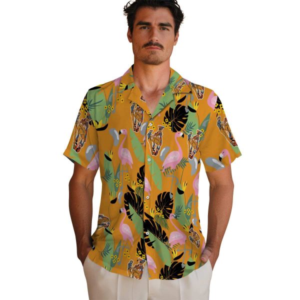 Ironworker Flamingo Leaves Hawaiian Shirt High quality