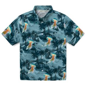 Jellyfish Coastal Palms Hawaiian Shirt Best selling
