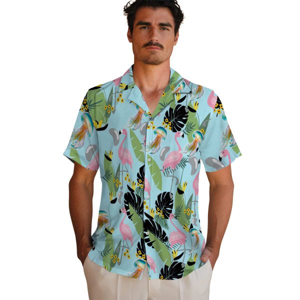 Jellyfish Flamingo Leaves Hawaiian Shirt High quality