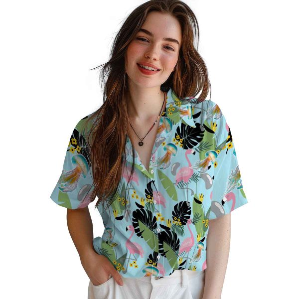 Jellyfish Flamingo Leaves Hawaiian Shirt Trendy