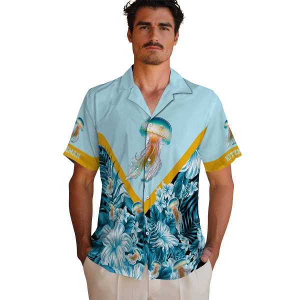 Jellyfish Floral Chevron Hawaiian Shirt High quality