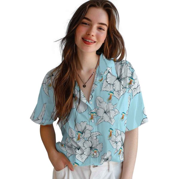 Jellyfish Hibiscus Blooms Hawaiian Shirt Trendy