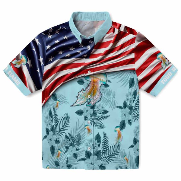 Jellyfish US Flag Hibiscus Hawaiian Shirt Best selling