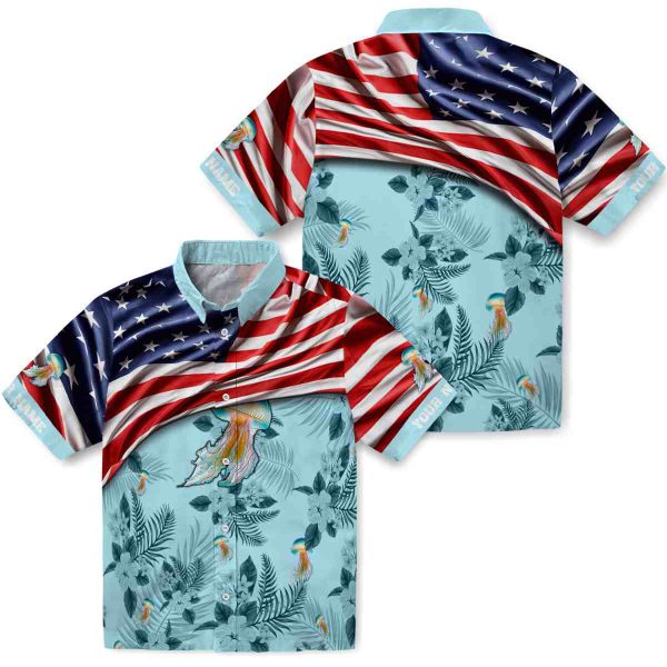 Jellyfish US Flag Hibiscus Hawaiian Shirt Latest Model