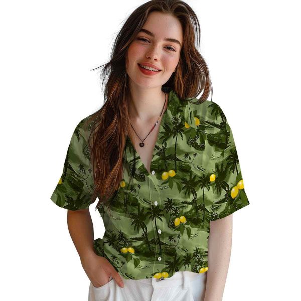 Lemon Coastal Palms Hawaiian Shirt Trendy