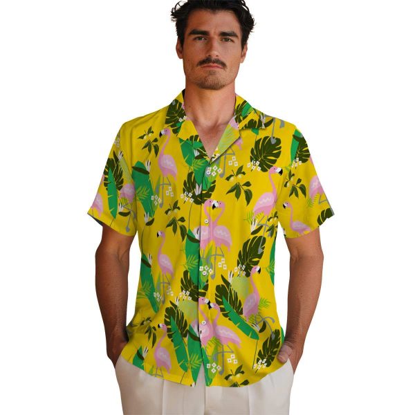 Lemon Flamingo Foliage Hawaiian Shirt High quality