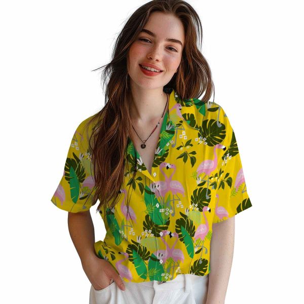 Lemon Flamingo Foliage Hawaiian Shirt Trendy