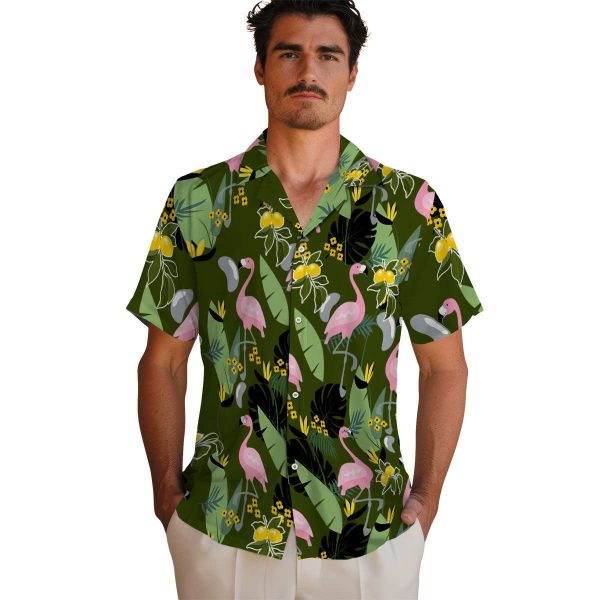 Lemon Flamingo Leaves Hawaiian Shirt High quality