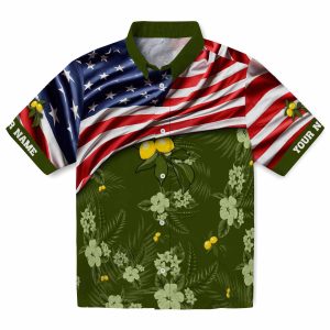 Lemon US Flag Hibiscus Hawaiian Shirt Best selling