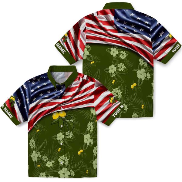 Lemon US Flag Hibiscus Hawaiian Shirt Latest Model