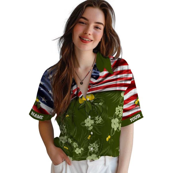 Lemon US Flag Hibiscus Hawaiian Shirt Trendy