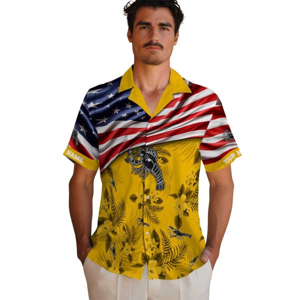 Lobster US Flag Hibiscus Hawaiian Shirt High quality