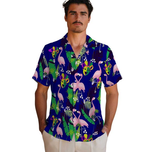 Mardi Gras Flamingo Foliage Hawaiian Shirt High quality