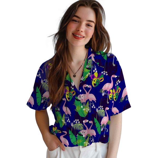 Mardi Gras Flamingo Foliage Hawaiian Shirt Trendy