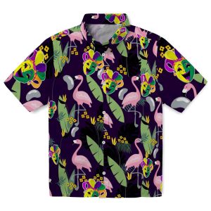 Mardi Gras Flamingo Leaves Hawaiian Shirt Best selling