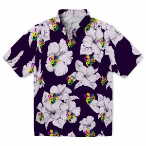 Mardi Gras Hibiscus Blooms Hawaiian Shirt Best selling