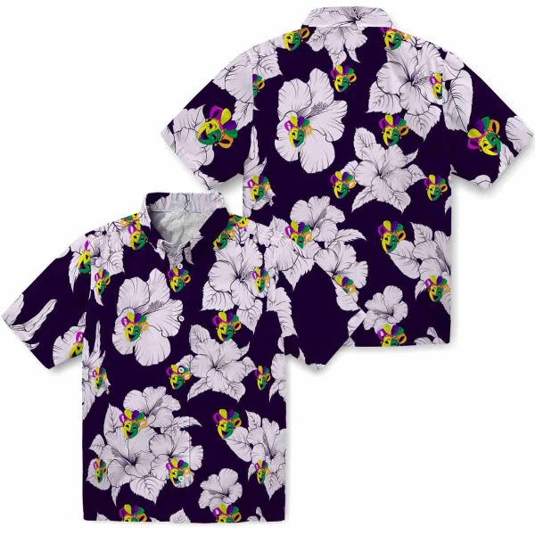 Mardi Gras Hibiscus Blooms Hawaiian Shirt Latest Model