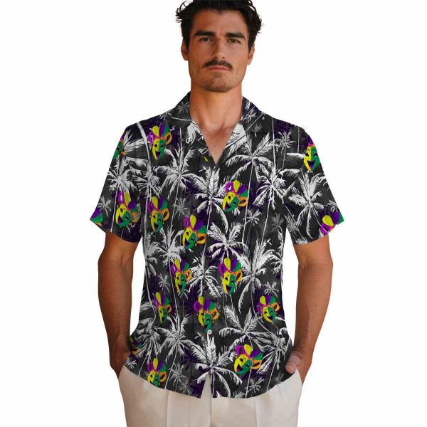 Mardi Gras Palm Pattern Hawaiian Shirt High quality