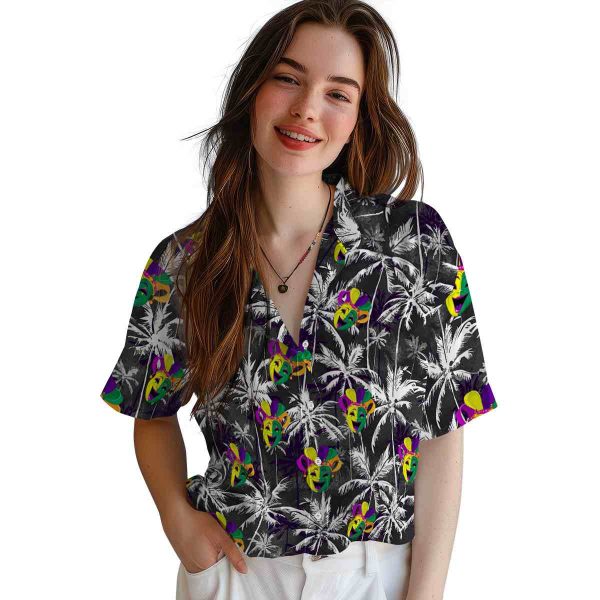 Mardi Gras Palm Pattern Hawaiian Shirt Trendy