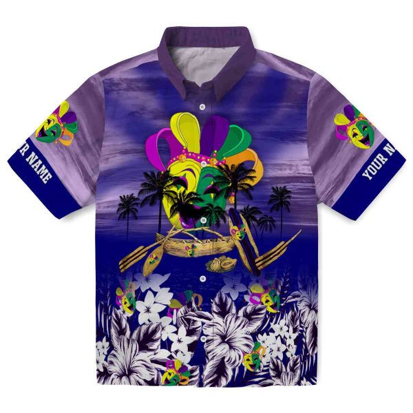 Mardi Gras Tropical Canoe Hawaiian Shirt Best selling